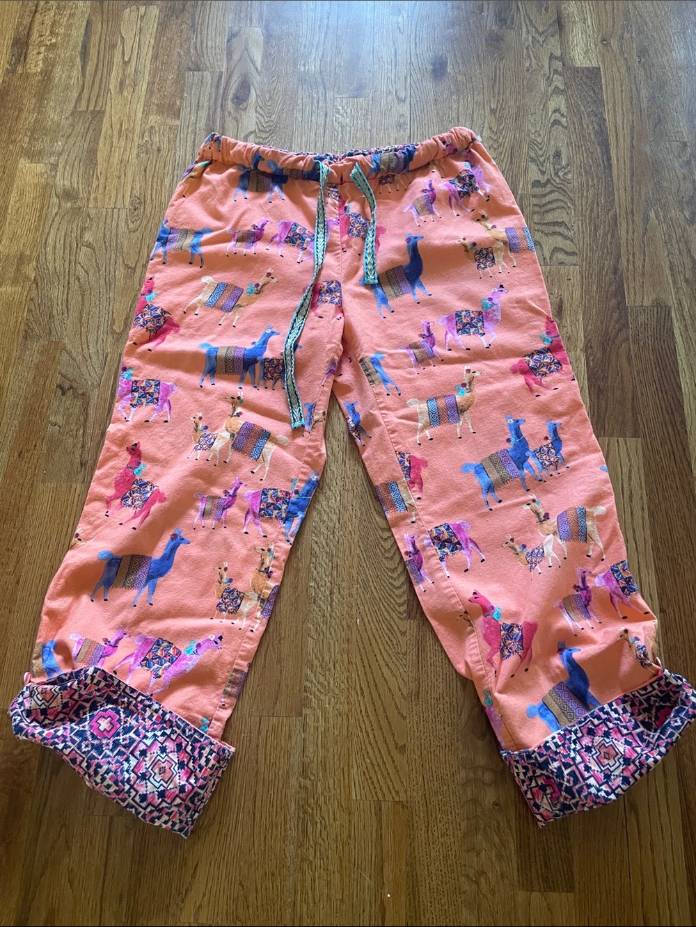 Anthropologie Coral Llama Print Pajama Pants medium